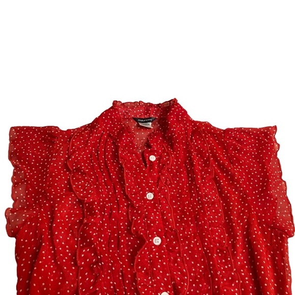 MAURICES Red Ruffle Button Blouse - Picture 3 of 7